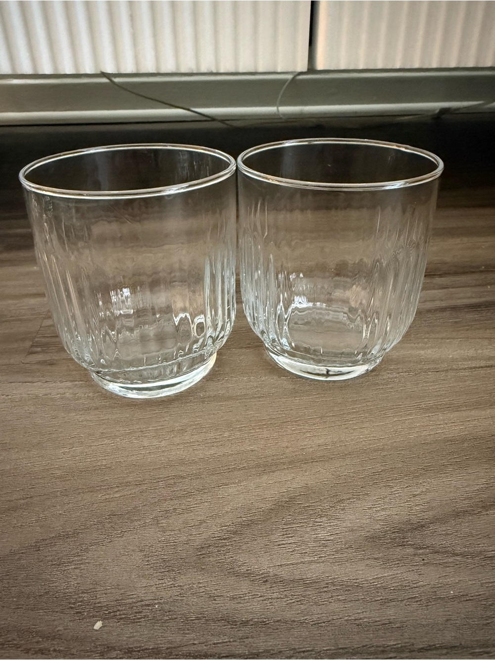 Set of 2 Clear Ribbed 10 oz Rocks Glasses 3.5” Optic Tumblers
